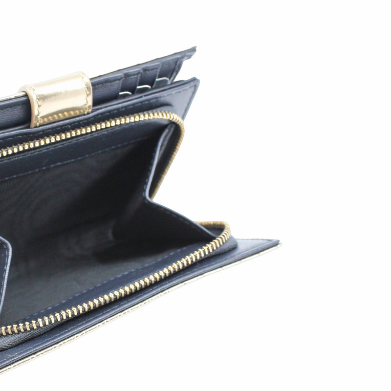 zip  compact wallet  gold patent - L'UXE LINK