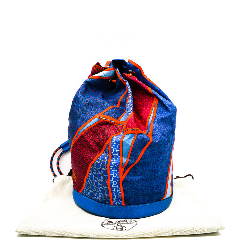 backpack bucket fabric blue pink Q STAMP - L'UXE LINK