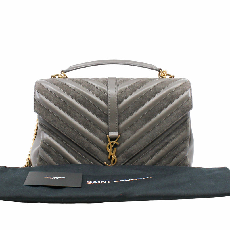 college Bag GM  leather mix suede  gray ghw