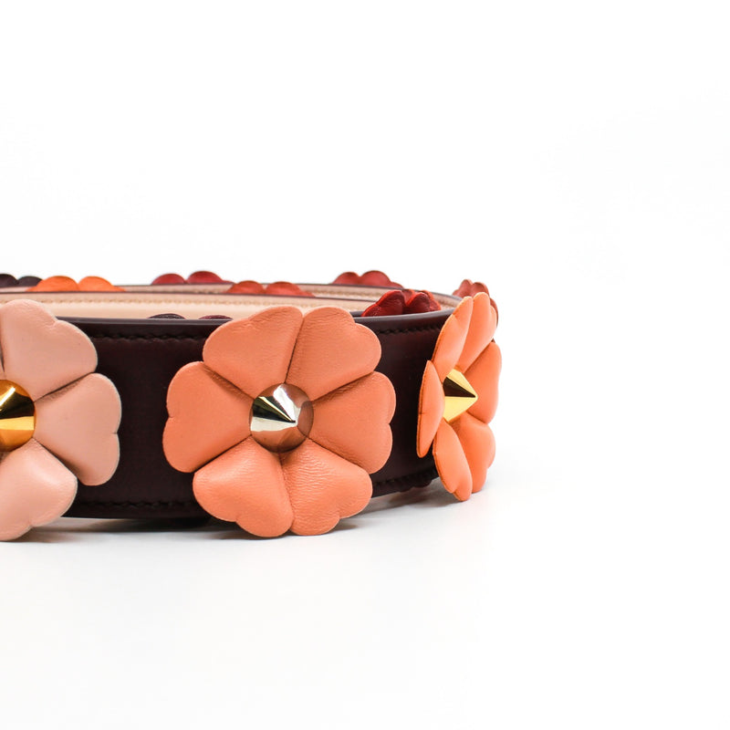 flower stud strap in leather winered ghw - L'UXE LINK