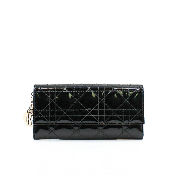 long flap wallet patent black  ghw - L'UXE LINK