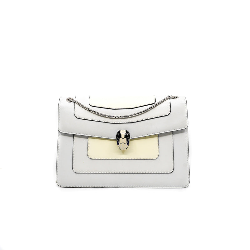 serpenti crossbody bag in patent/leather white ghw