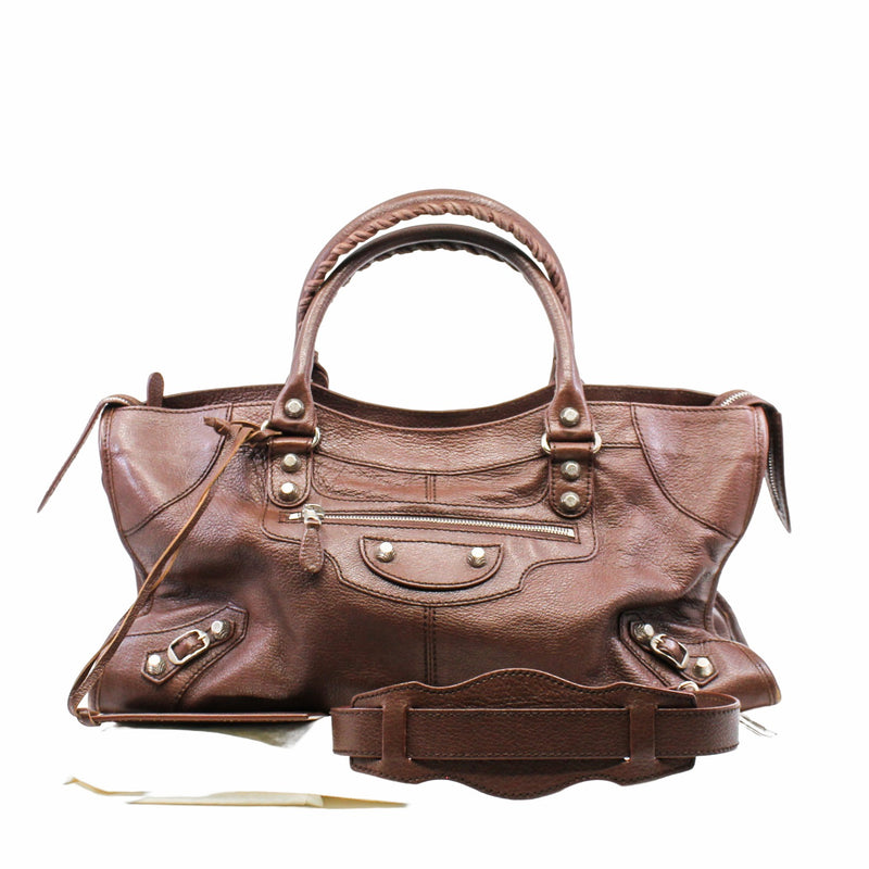 CITY CLASSIC STUDS BAG SMALL LEATHER BROWN PHW - L'UXE LINK