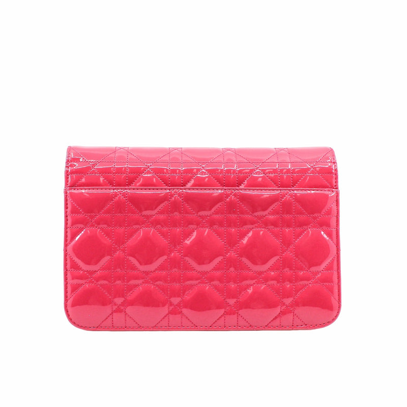Cannage Miss Dior Promenade Pouch Patent Pink GHW #2015