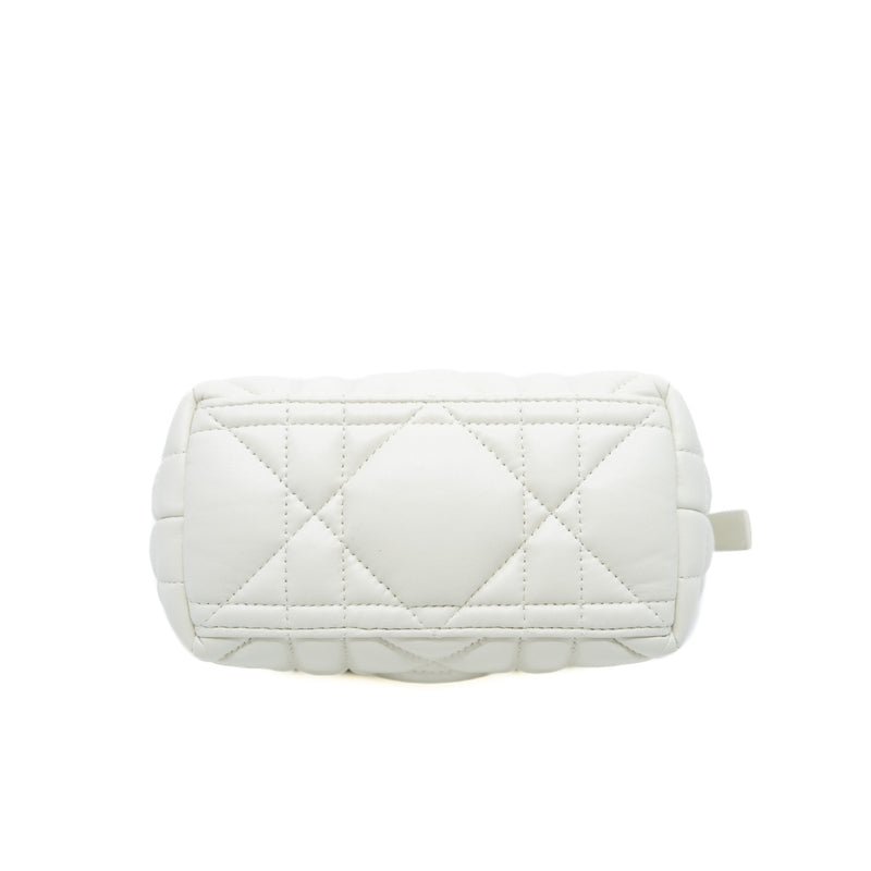 diortravel pouch in leather white black hw
