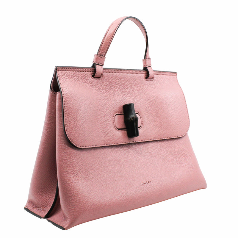 Bamboo Daily Top Handle Bag Leather Pink phw - L'UXE LINK