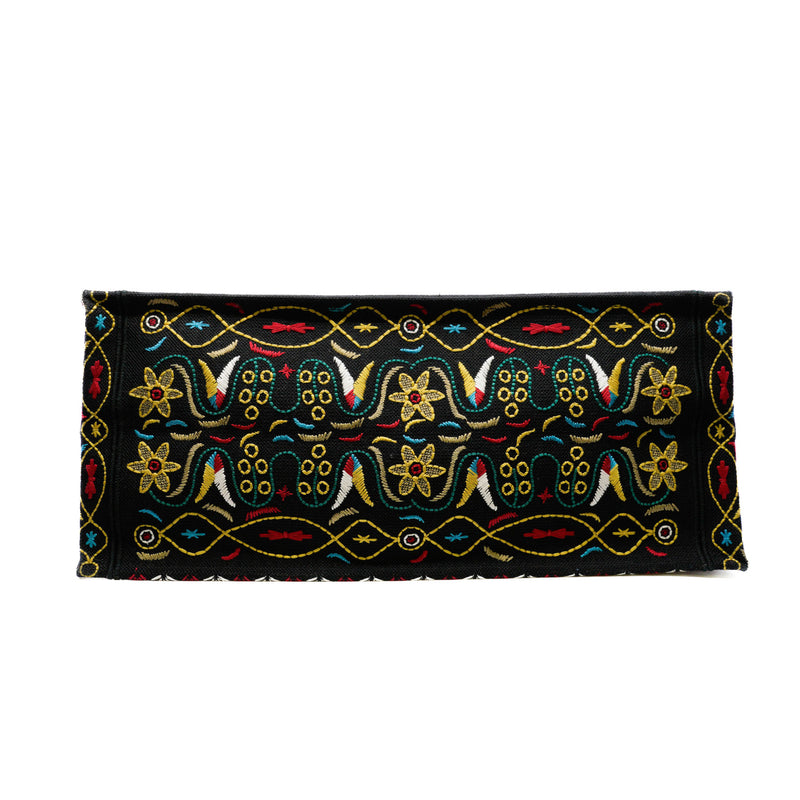 large boot tote with heart embroidary in fabric black/white - L'UXE LINK