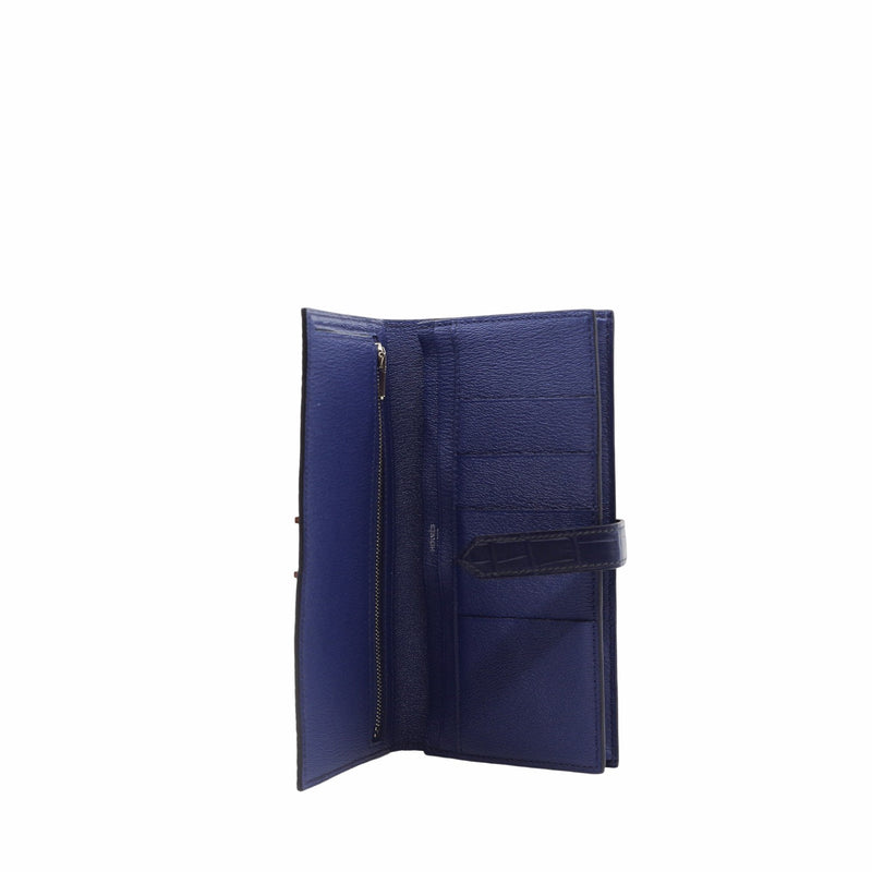 H bearn long wallet crocodile navy PHW - L'UXE LINK