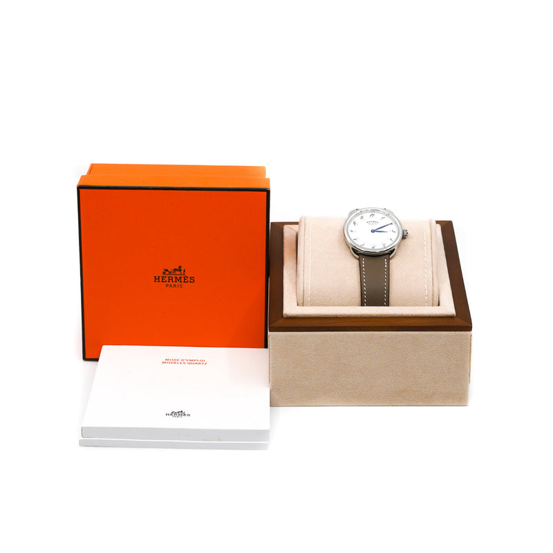 Arceau watch large model 36mm steel with etoupe strap - L'UXE LINK