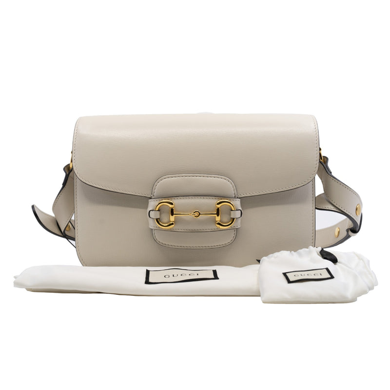 Horsebit 1955 shoulder bag in white - L'UXE LINK