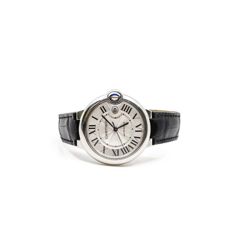 ballon bleu 40MM, AUTOMATIC steel black leather sbb0039 - L'UXE LINK