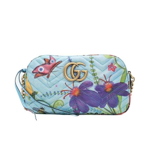 marmont zippy around cross body bag in blue - L'UXE LINK