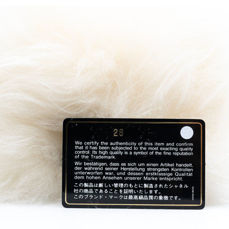 cf woc with top handle in fur/leather white ghw seri 26 - L'UXE LINK