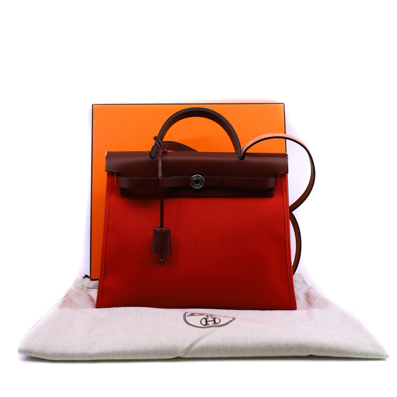 herbag zip 31 in fabric capucine/rouge H phw Y stamp - L'UXE LINK