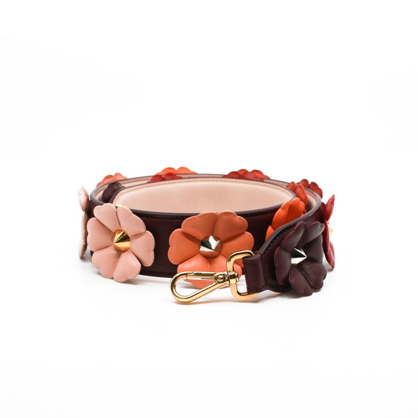 flower stud strap in leather winered ghw - L'UXE LINK