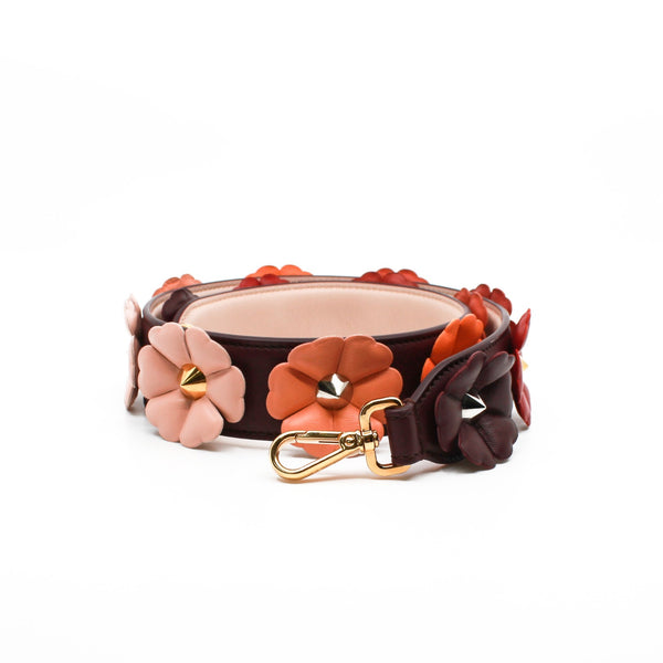 flower stud strap in leather winered ghw