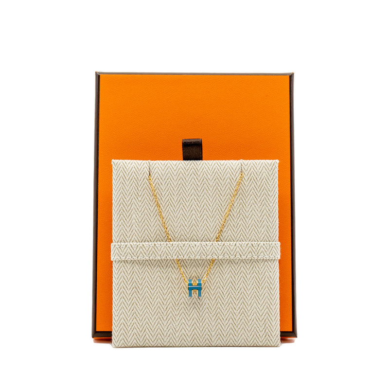 mini pop h necklace in lake blue ghw - L'UXE LINK
