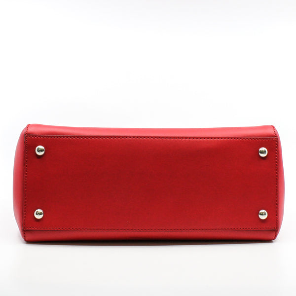 Fendi Off RED Leather Dotcom Top Handle Bag