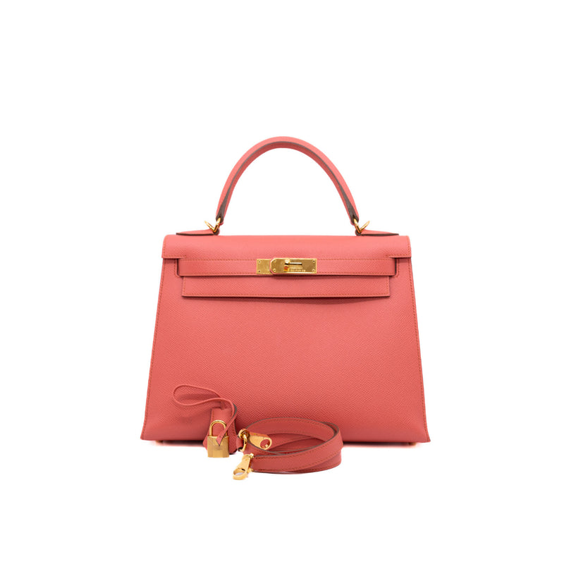 kelly 28cm epsom sellier I5 flemingo ghw Q stamp - L'UXE LINK