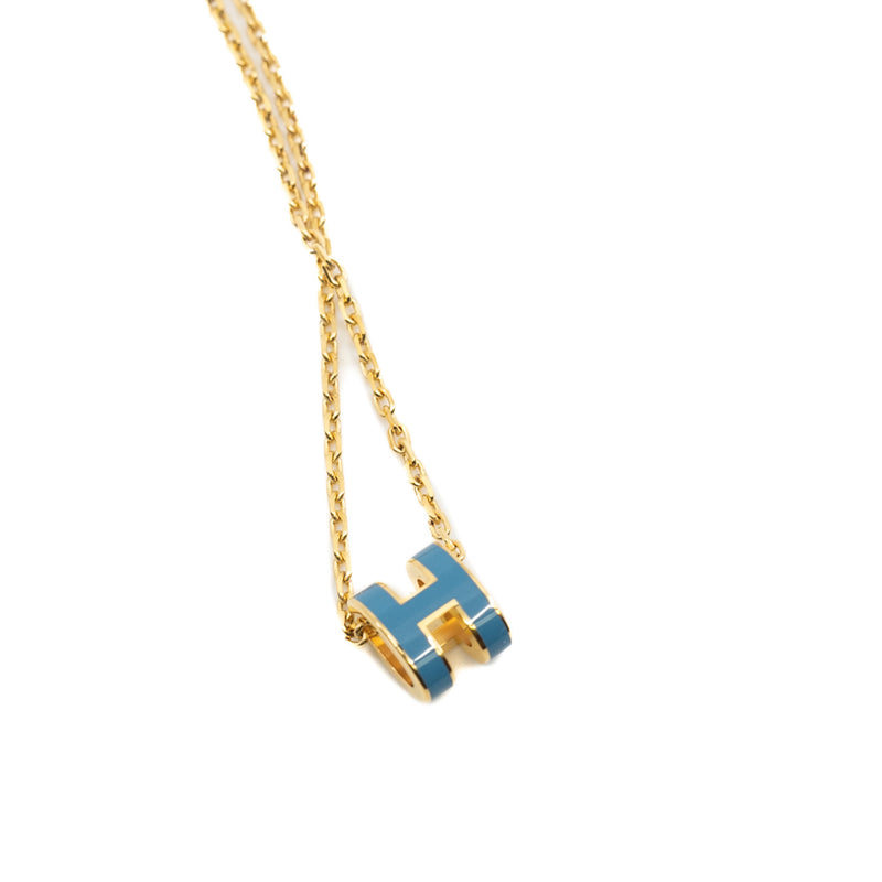mini pop h necklace in lake blue ghw - L'UXE LINK