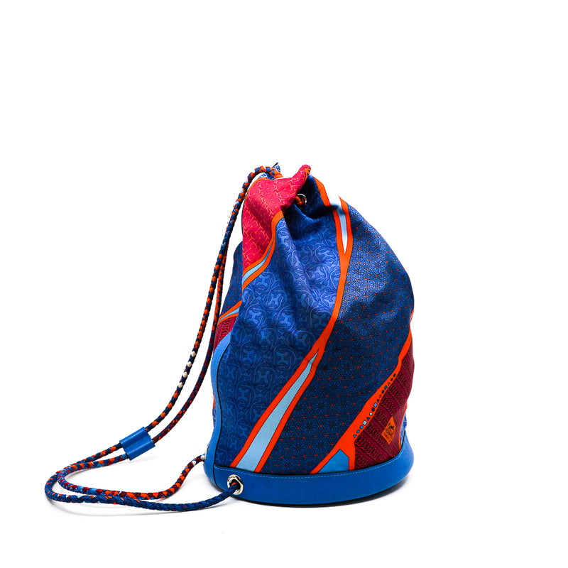 backpack bucket fabric blue pink Q STAMP - L'UXE LINK
