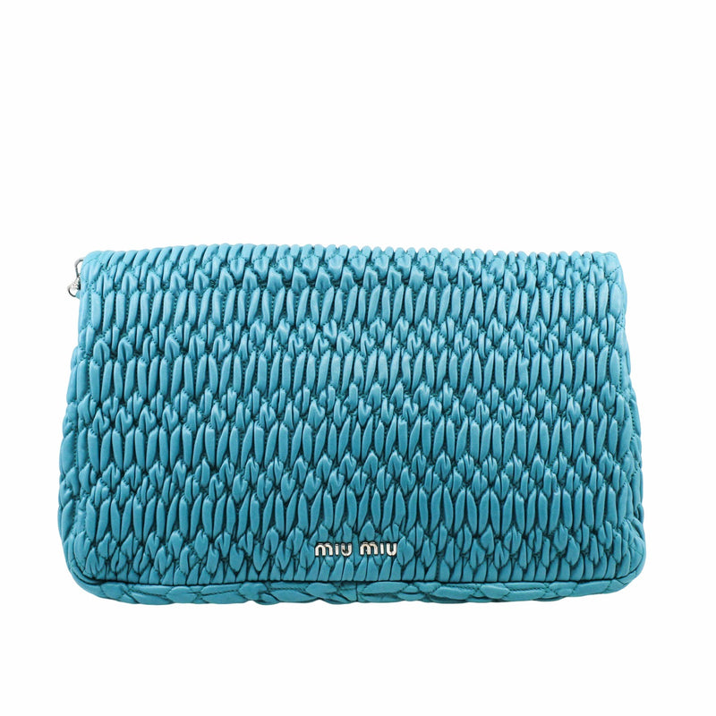 Crystal Clutch Large Matelasse Leather  blue phw - L'UXE LINK