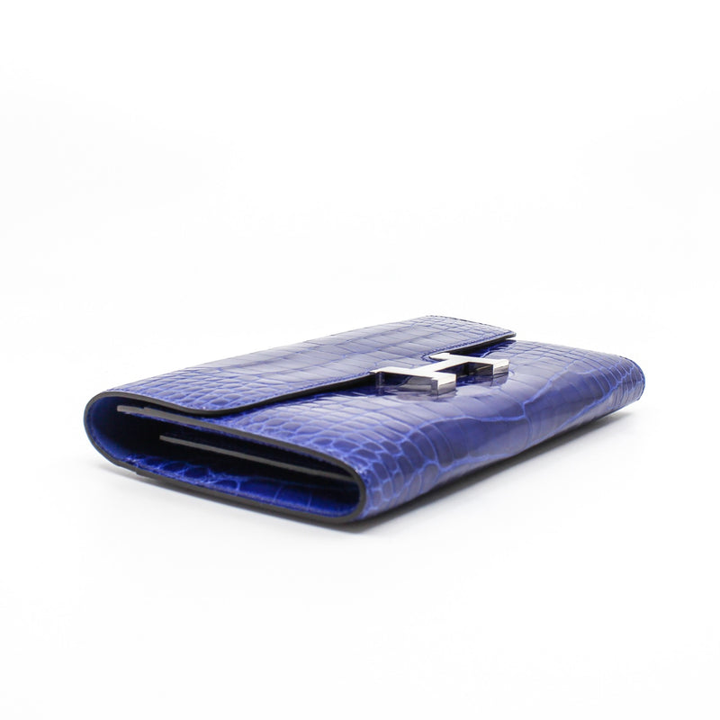 constance wallet crocodile 7T blue phw Q stamp - L'UXE LINK