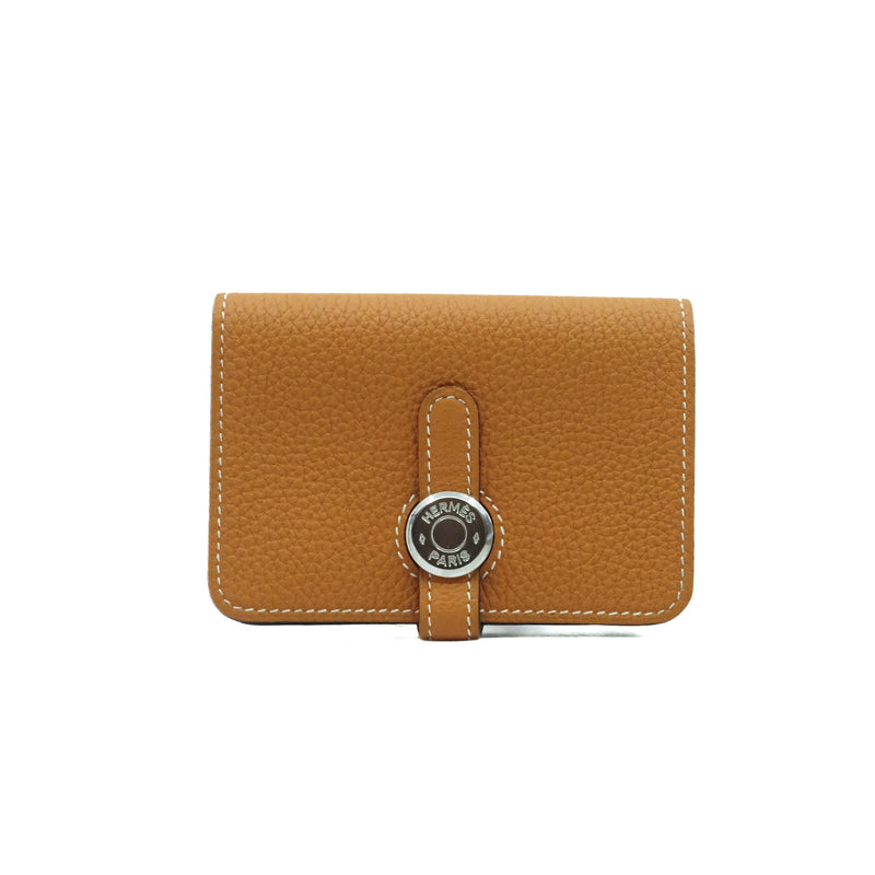 HERMES Dogon Card Case gold Togo Leather