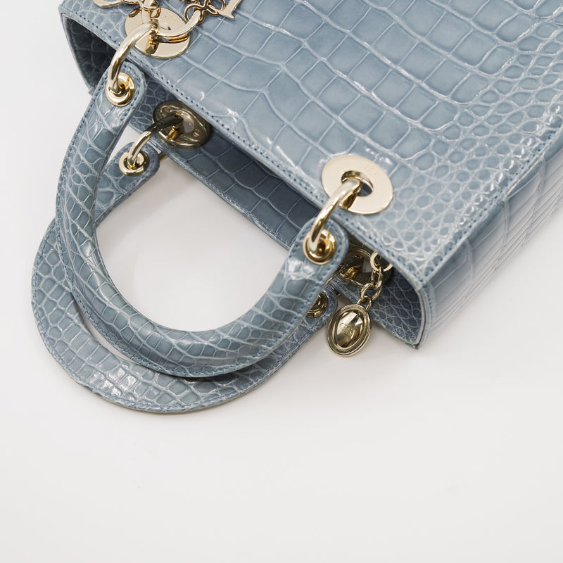 lady dior mini crocodile  blue