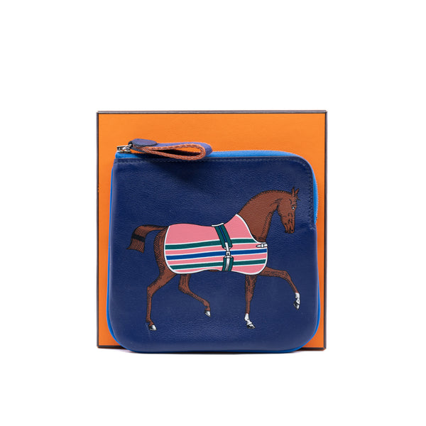 zip pouch navy rodeo print