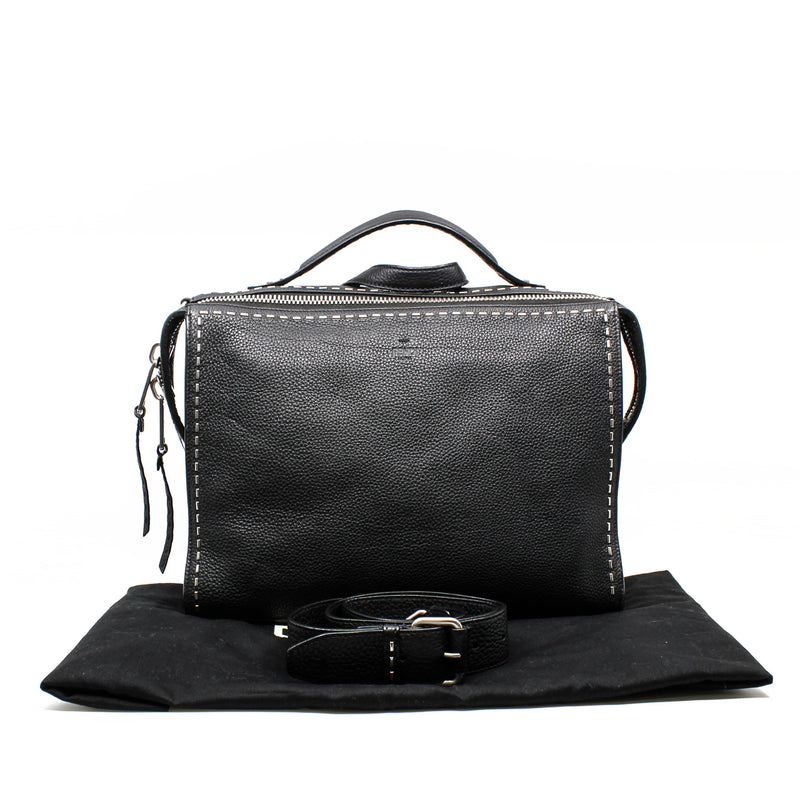 men large top handle bag in leather gray