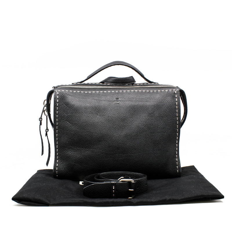 men large top handle bag in leather gray - L'UXE LINK