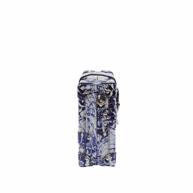 PETITE MALLE CROCODILE blue and white PHW