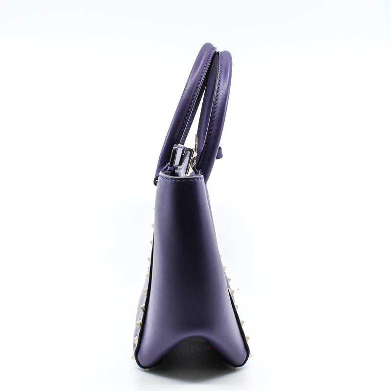 ROCKSTUD TOTE PEBBLED SMALL LEATHER purple PHW - L'UXE LINK