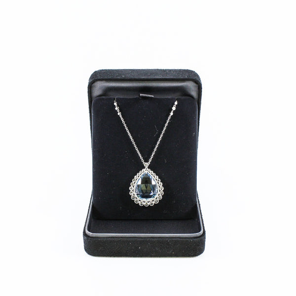 necklace briolette aquamarine and diamond drop pendant