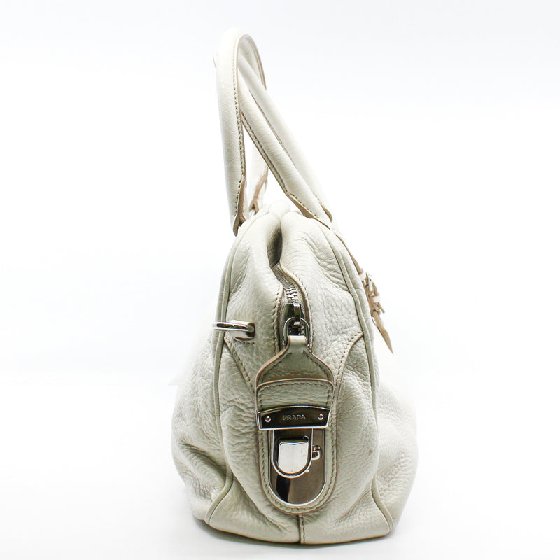 prada tote leather bag white
