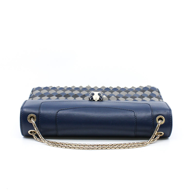 serpenti medium blue with special three color leather phw
