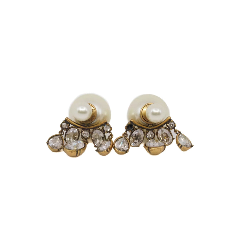 tribales crystal pandent earring in white/ghw - L'UXE LINK