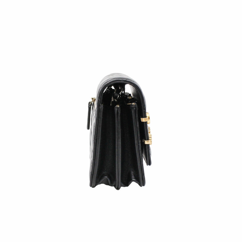 woc black lambskin with coco chanel paris logo stamp pearl mix gold black hardware seri 31