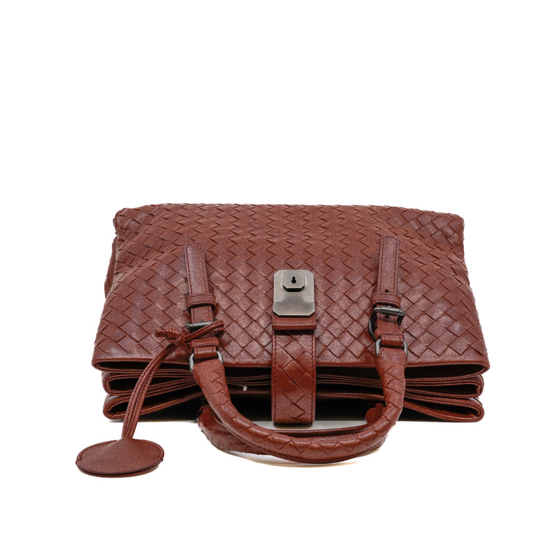 roma medium in leather brick color - L'UXE LINK