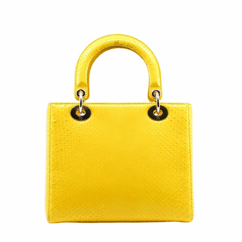 lady dior medium snake yellow phw