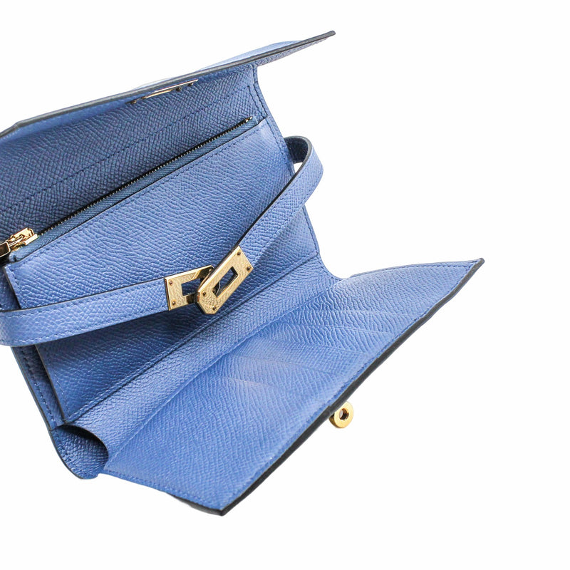 kelly short wallet epsom leather r2 blue agate  phw - L'UXE LINK