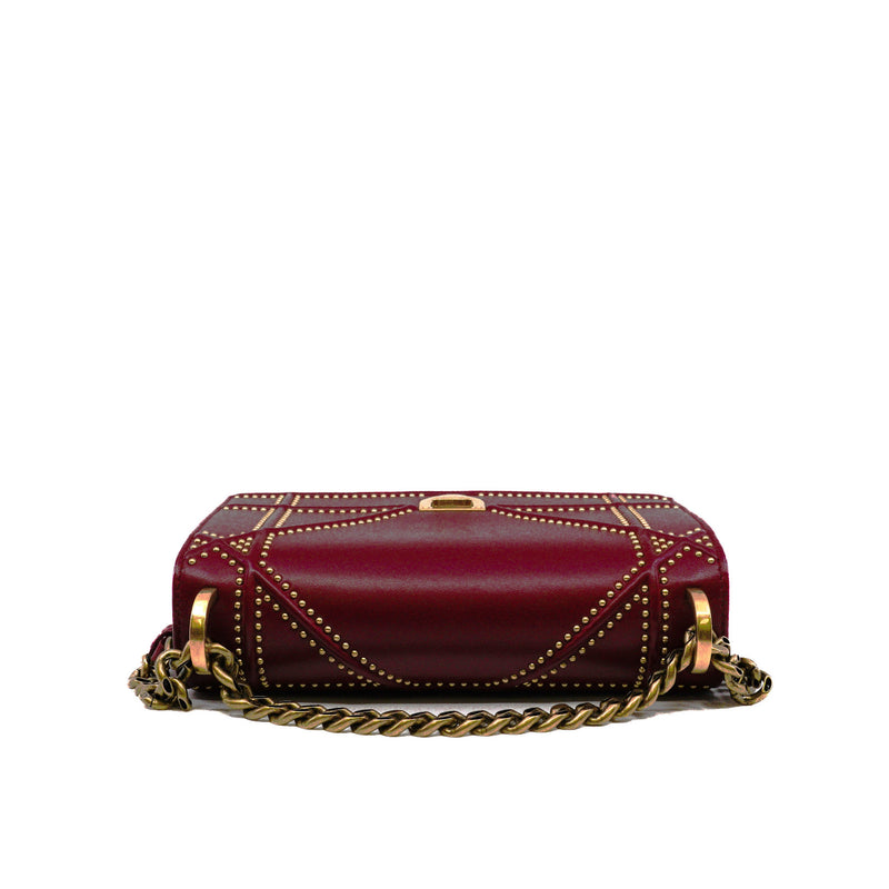 small ama with studs in lambskin red ghw 2018 - L'UXE LINK
