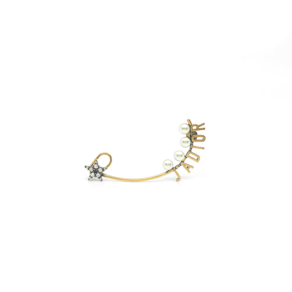 j'a dior crystal star pearl single earring in ghw