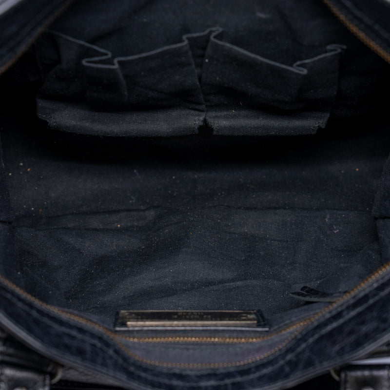 part time studs shoulder bag in leather black ruthenium hw