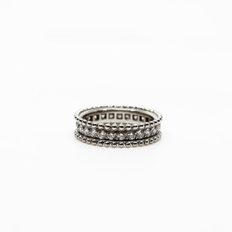 Perlée diamonds ring, 1 row in 18k wg - L'UXE LINK