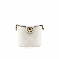tote chain bag white lamb skin  ghw seri29