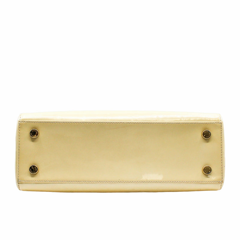 BREA HANDBAG MONOGRAM VERNIS MM milky White PATENT GHW - L'UXE LINK