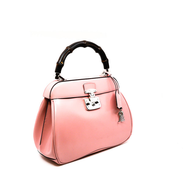 flap lock bag in patent pink phw