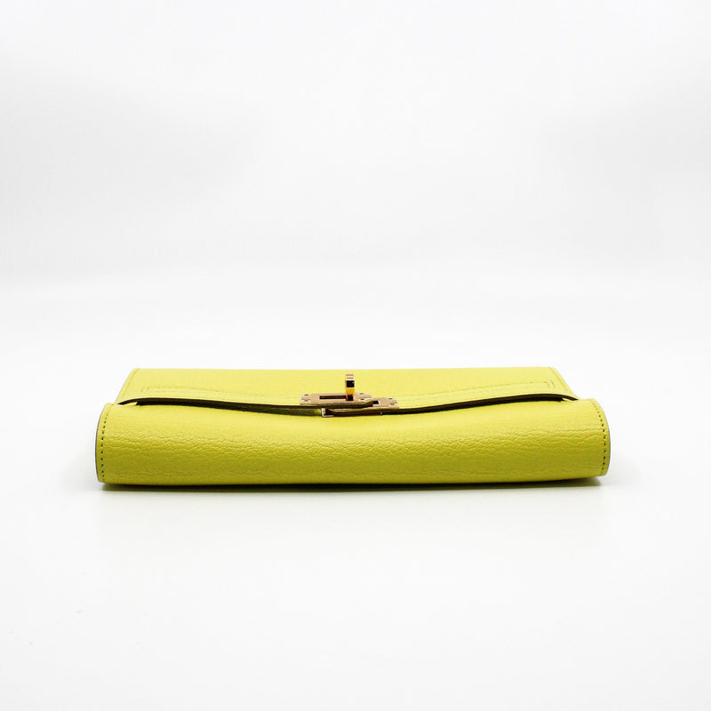 kelly long wallet goat 9r yellow ghw - L'UXE LINK